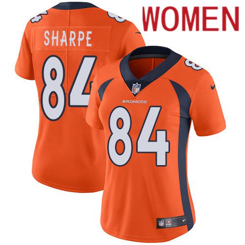 Women Denver Broncos #84 Shannon Sharpe Orange Nike Vapor Limited NFL Jersey->women nfl jersey->Women Jersey